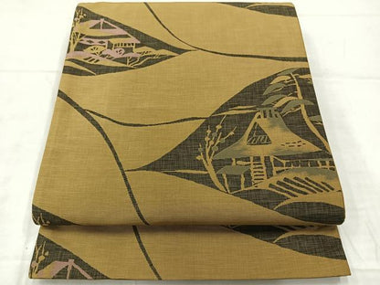 平和屋着物◎六通柄袋帯　風景文　正絹　逸品　AABE3000uk