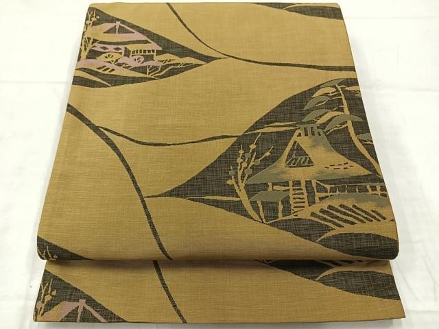 平和屋着物◎六通柄袋帯　風景文　正絹　逸品　AABE3000uk