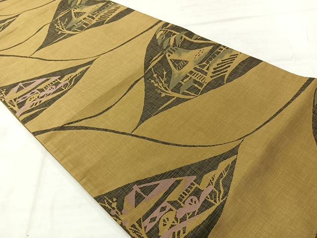 平和屋着物◎六通柄袋帯　風景文　正絹　逸品　AABE3000uk