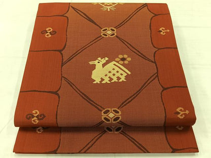 平和屋着物◎六通柄袋帯　有栖川花文　正絹　逸品　AABE3002uk