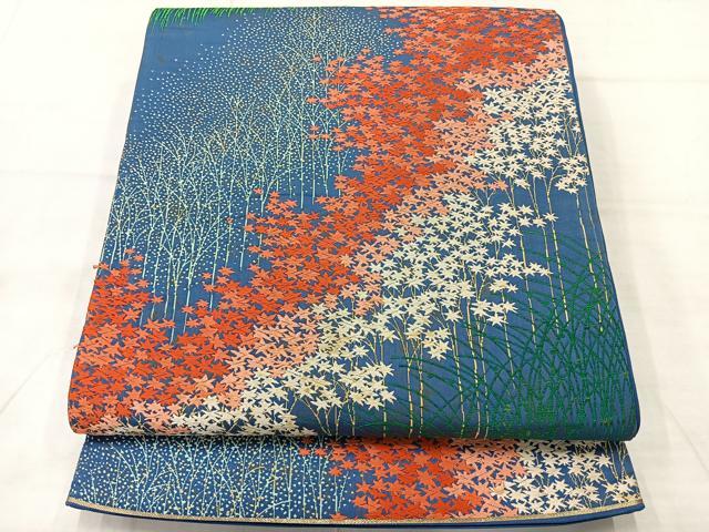 平和屋着物◎六通柄袋帯　唐織　楓文　正絹　逸品　AABE3006uk