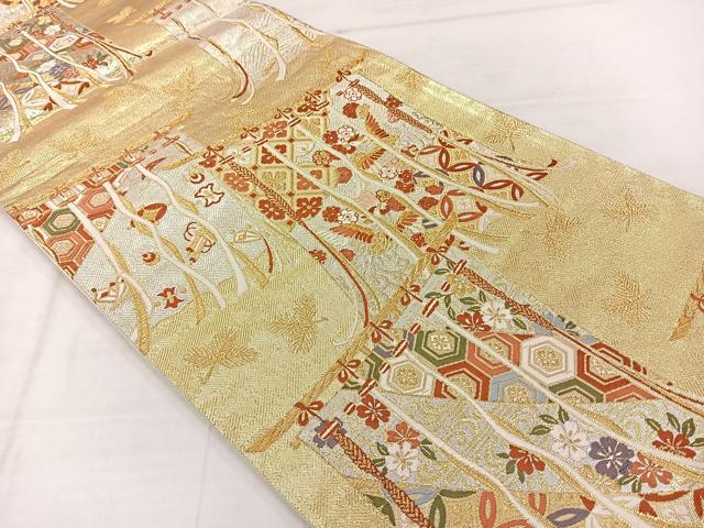 平和屋着物◎佐賀錦　六通柄袋帯　唐織　几帳能紋　金銀糸　正絹　逸品　AABE3010uk