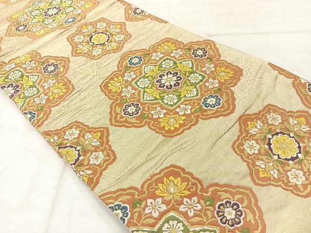 平和屋着物◎六通柄袋帯　唐織　宝相華　金糸　正絹　逸品　AABE3012uk