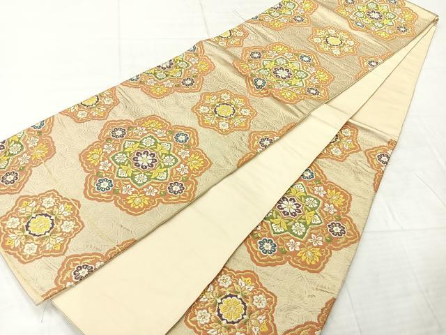 平和屋着物◎六通柄袋帯　唐織　宝相華　金糸　正絹　逸品　AABE3012uk