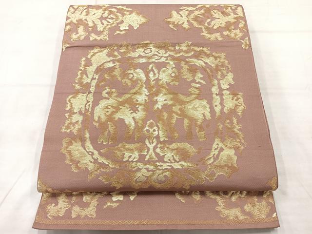 平和屋着物◎六通柄　本袋帯　抽象動物文　金糸　正絹　逸品　AABE3022uk
