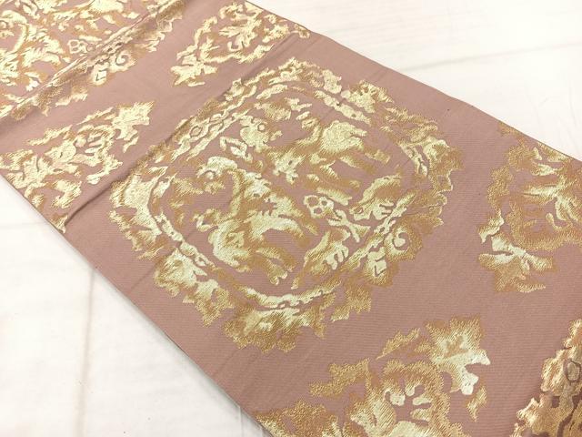 平和屋着物◎六通柄　本袋帯　抽象動物文　金糸　正絹　逸品　AABE3022uk