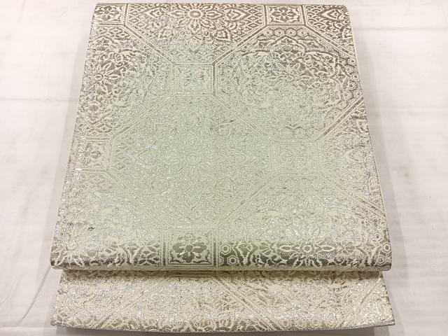 平和屋着物◎六通柄袋帯　蜀江花文　銀糸　正絹　逸品　AABE3023uk