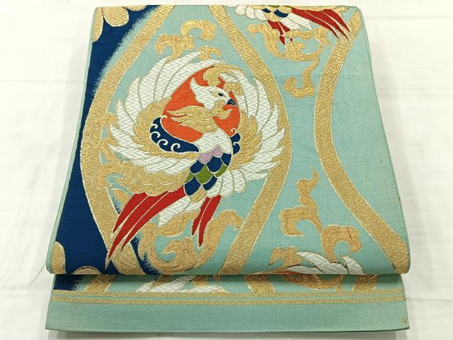 平和屋着物◎六通柄袋帯　唐織　立涌鳳凰文　金糸　正絹　逸品　AABE3024uk