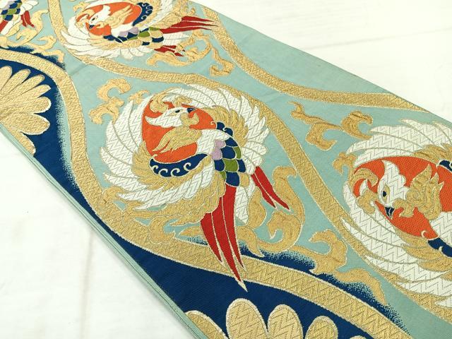 平和屋着物◎六通柄袋帯　唐織　立涌鳳凰文　金糸　正絹　逸品　AABE3024uk