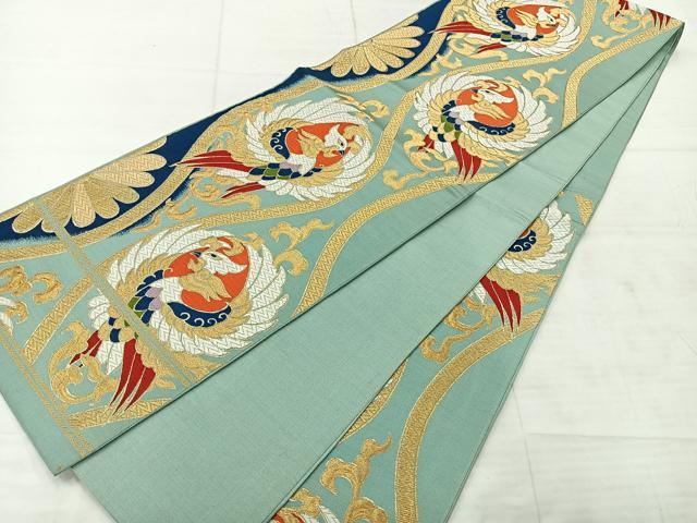 平和屋着物◎六通柄袋帯　唐織　立涌鳳凰文　金糸　正絹　逸品　AABE3024uk