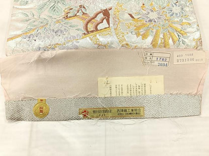 平和屋着物◎西陣　山下織物謹製　九百佐賀錦　六通柄袋帯　花車　金銀糸　証紙付き　正絹　逸品　AABE3026uk