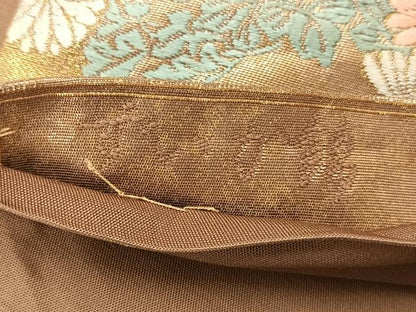 平和屋着物◎六通柄袋帯　唐織　ずいか錦　枝梅花文　金糸　正絹　逸品　AABE3027uk