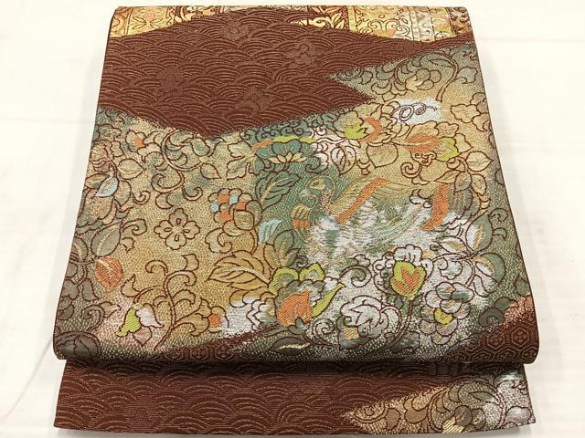 平和屋着物◎六通柄袋帯　花鳥文　金銀糸　正絹　逸品　AABE3039uk