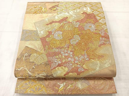 平和屋着物◎六通柄袋帯 高台寺蒔絵文 金糸 正絹 逸品 AABE3043uk