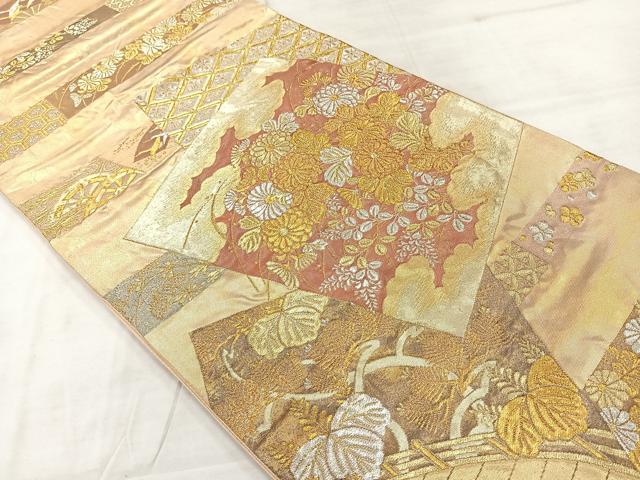 平和屋着物◎六通柄袋帯 高台寺蒔絵文 金糸 正絹 逸品 AABE3043uk