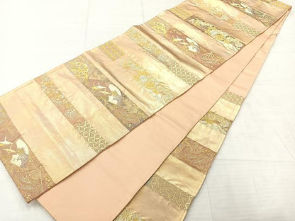 平和屋着物◎六通柄袋帯 高台寺蒔絵文 金糸 正絹 逸品 AABE3043uk