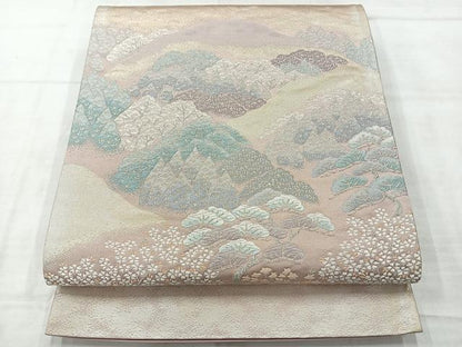 平和屋着物◎六通柄袋帯 大原乃里 銀糸 正絹 逸品 AABE3053uk