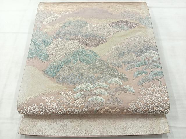 平和屋着物◎六通柄袋帯 大原乃里 銀糸 正絹 逸品 AABE3053uk