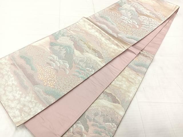 平和屋着物◎六通柄袋帯 大原乃里 銀糸 正絹 逸品 AABE3053uk