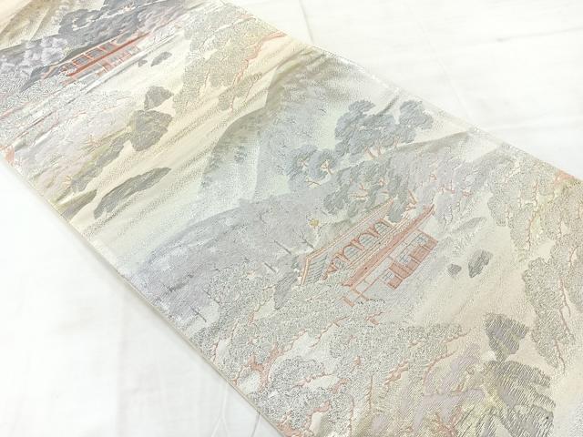 平和屋着物◎六通柄袋帯 風景文 金銀糸 正絹 逸品 AABE3056uk