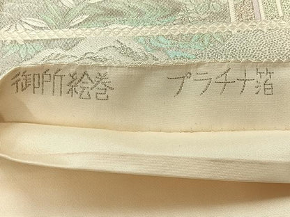平和屋着物◎六通柄袋帯　御所絵巻　手織二重箔　プラチナ箔　正絹　逸品　AABE3061uk
