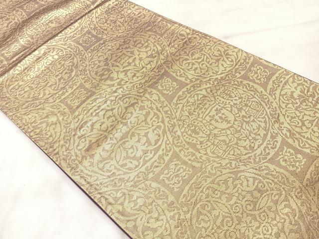 平和屋着物◎六通柄袋帯 花丸文 金糸 正絹 逸品 AABE3064uk