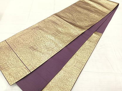 平和屋着物◎六通柄袋帯 花丸文 金糸 正絹 逸品 AABE3064uk
