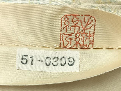 平和屋着物◎六通柄袋帯　手織綿匠　風景文　賀美箔　正絹　逸品　AABE3082uk