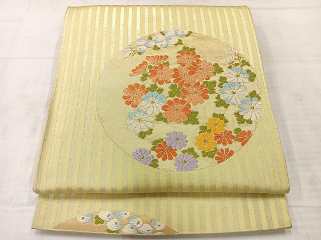 平和屋着物◎六通柄袋帯　唐織　花丸文　金糸　正絹　逸品　AABE3084uk