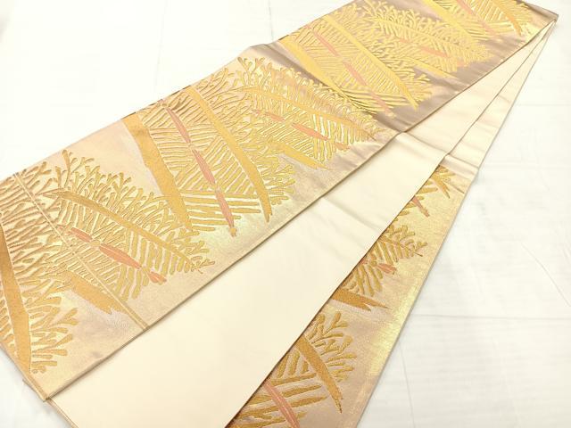 平和屋着物◎六通柄袋帯　抽象文様　金糸　正絹　逸品　AABE3089uk