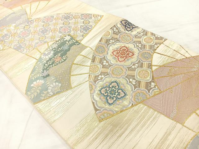 平和屋着物◎六通柄袋帯　扇面天井文　金銀糸　正絹　逸品　AABE3092uk