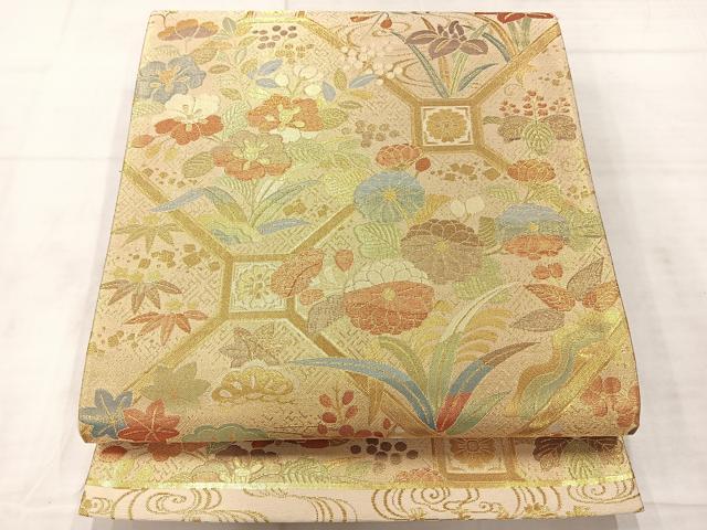 平和屋着物◎六通柄袋帯　萬寿能衣文　正絹　逸品　AABE3094uk