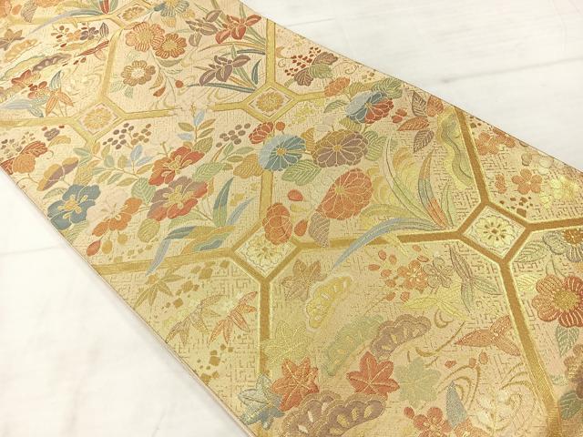 平和屋着物◎六通柄袋帯　萬寿能衣文　正絹　逸品　AABE3094uk