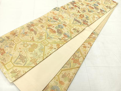 平和屋着物◎六通柄袋帯　萬寿能衣文　正絹　逸品　AABE3094uk