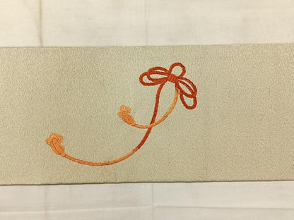 平和屋着物◎綴れ　九寸名古屋帯　総刺繍　鏡裏花文　銀糸　正絹　逸品　AABE3102uk