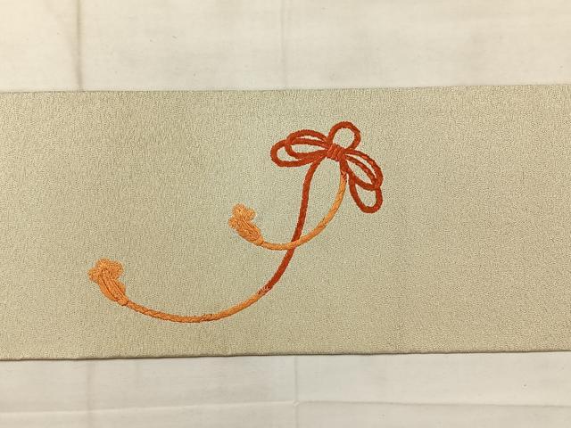 平和屋着物◎綴れ　九寸名古屋帯　総刺繍　鏡裏花文　銀糸　正絹　逸品　AABE3102uk