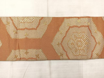 平和屋着物◎九寸名古屋帯 亀甲花文 金銀糸 正絹 逸品 AABE3122uk