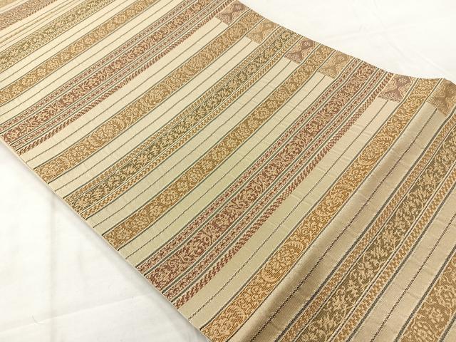 平和屋着物◎六通柄袋帯　横段花文　正絹　逸品　AABE3150uk