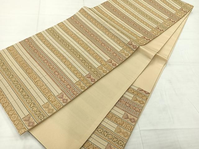 平和屋着物◎六通柄袋帯　横段花文　正絹　逸品　AABE3150uk