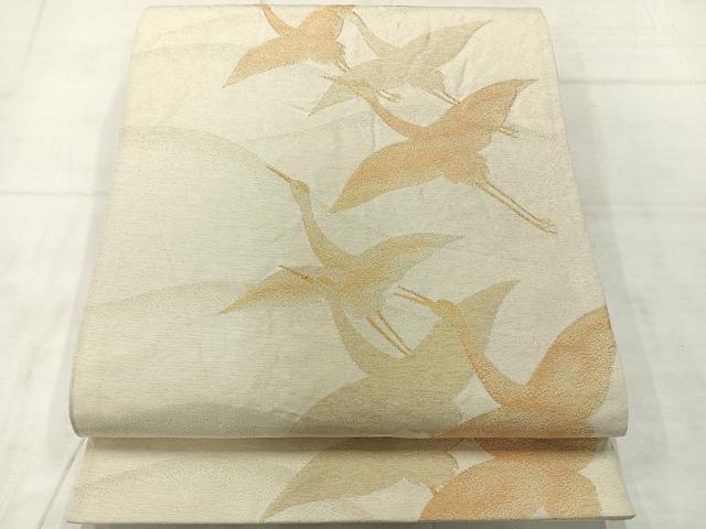 平和屋着物◎六通柄袋帯　明綴光琳の鶴　金糸　正絹　逸品　AABE3152uk