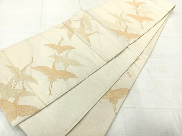 平和屋着物◎六通柄袋帯　明綴光琳の鶴　金糸　正絹　逸品　AABE3152uk