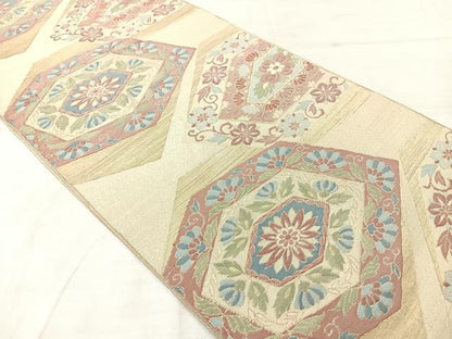 平和屋着物◎六通柄袋帯 花唐草文 金糸 正絹 逸品 AABE3200uk