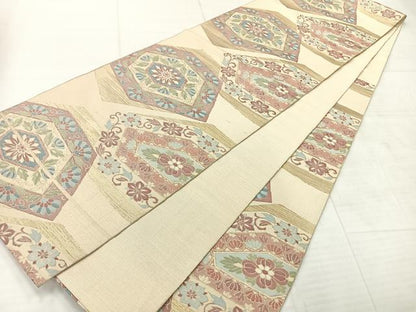 平和屋着物◎六通柄袋帯 花唐草文 金糸 正絹 逸品 AABE3200uk
