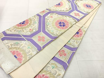 平和屋着物◎西陣 六通柄袋帯 唐織 蜀江花文 金銀糸 証紙付き 正絹 逸品 AABE3201uk