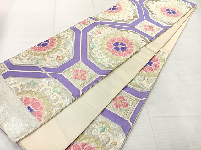 平和屋着物◎西陣 六通柄袋帯 唐織 蜀江花文 金銀糸 証紙付き 正絹 逸品 AABE3201uk