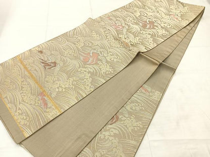 平和屋着物◎六通柄 京袋帯 浜松文 金銀糸 正絹 逸品 AABE3203uk