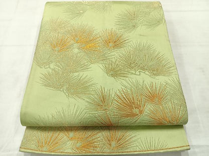平和屋着物◎両面 六通柄袋帯 枝松文 金糸 正絹 逸品 AABE3204uk