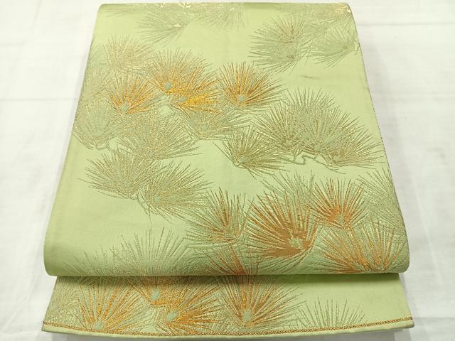 平和屋着物◎両面 六通柄袋帯 枝松文 金糸 正絹 逸品 AABE3204uk