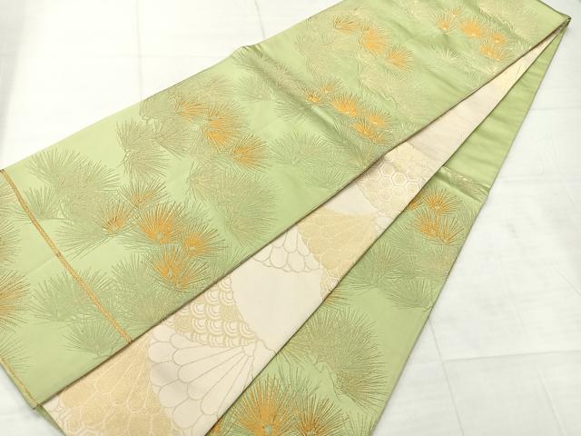 平和屋着物◎両面 六通柄袋帯 枝松文 金糸 正絹 逸品 AABE3204uk