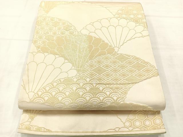 平和屋着物◎両面 六通柄袋帯 枝松文 金糸 正絹 逸品 AABE3204uk